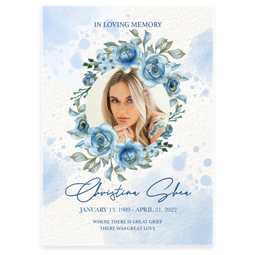 Show details for Blue Round Floral Announcement