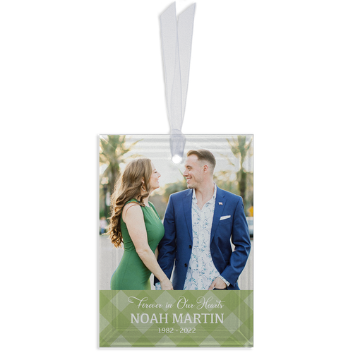 Show details for Green Plaid Rectangle Ornament
