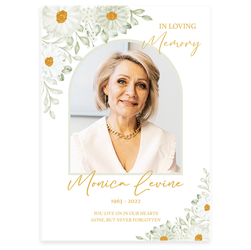 Show details for White Floral Border Announcement