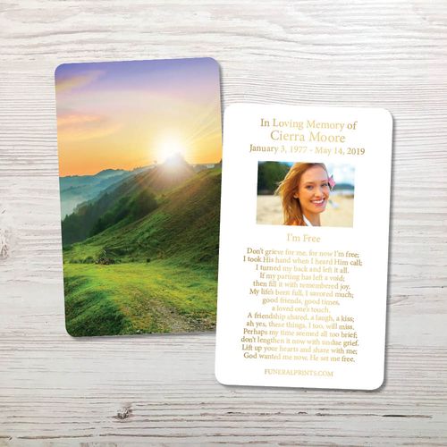 Show details for Mountain Rainbow Gold Foil Memorial Card