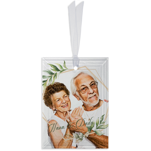 Show details for Green Leaf Rectangle Ornament