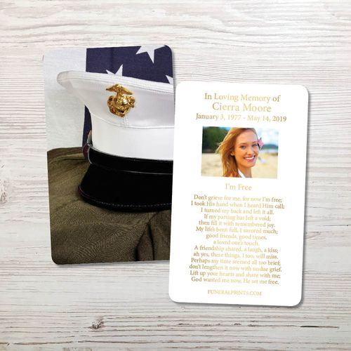 Show details for Marine Cap Gold Foil Memorial Card