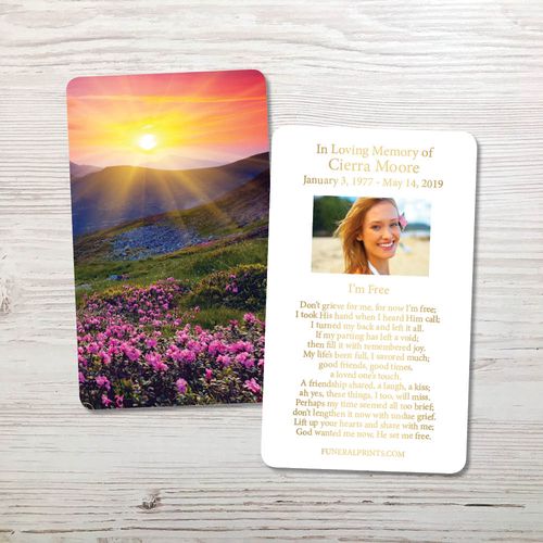 Show details for Purple Field Gold Foil Memorial Card