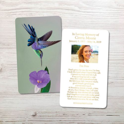 Show details for Hummingbird Gold Foil Memorial Card