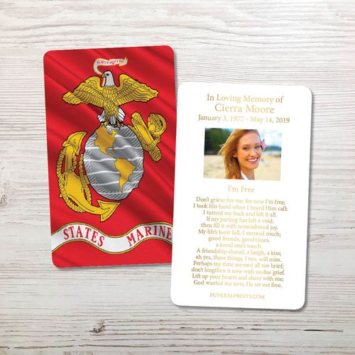 Show details for Marine Flag Gold Foil Memorial Card
