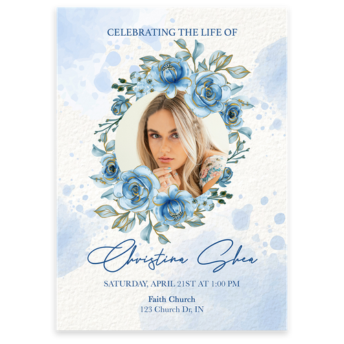 Show details for Blue Round Floral Invitation