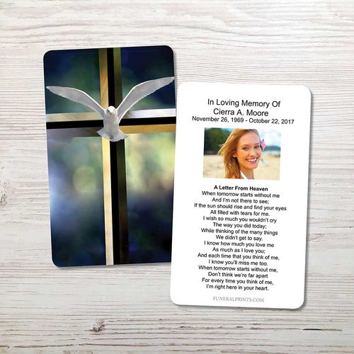 Show details for Cross & Dove Memorial Card