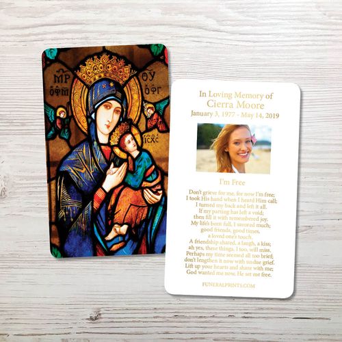 Show details for Our Lady Gold Foil Memorial Card
