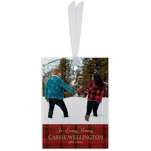 Show details for Red Plaid Rectangle Ornament