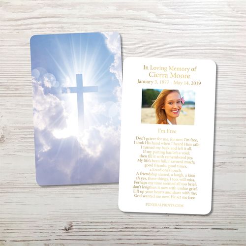 Show details for Cross in the Clouds Gold Foil Memorial Card