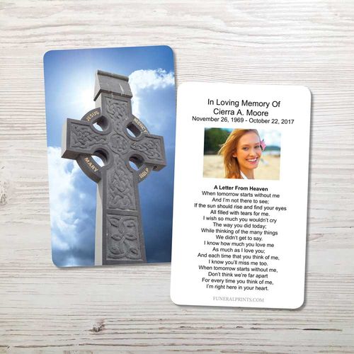 Show details for Celtic Cross Blue Sky 1 Memorial Card