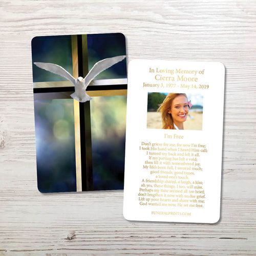 Show details for Cross & Dove Gold Foil Memorial Card