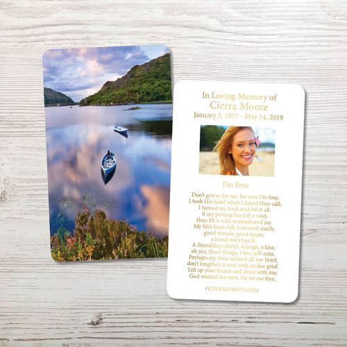 Show details for Canoe on Lake in Killareny Gold Foil Memorial Card