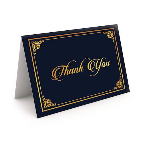Show details for Classic Black with Gold Thank You Card