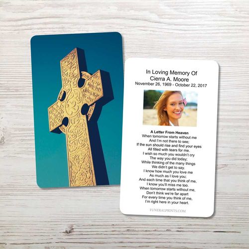 Show details for Celtic Cross Blue Sky 2 Memorial Card