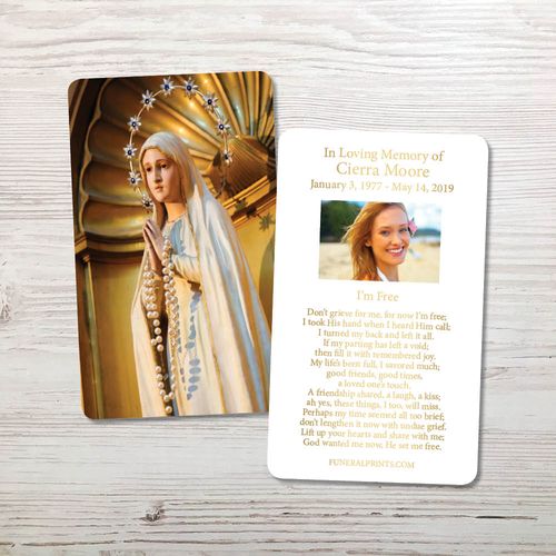 Show details for Statue of Blessed Virgin Gold Foil Memorial Card
