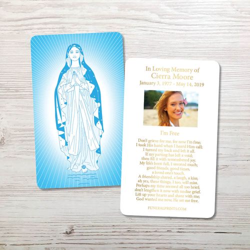 Show details for Virgin Mary 2 Gold Foil Memorial Card