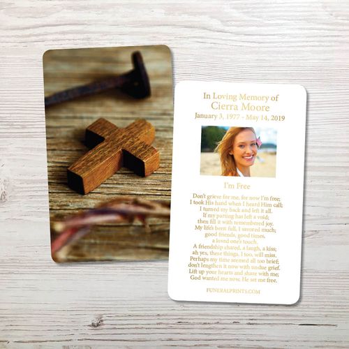 Show details for Cross & Nail Gold Foil Memorial Card