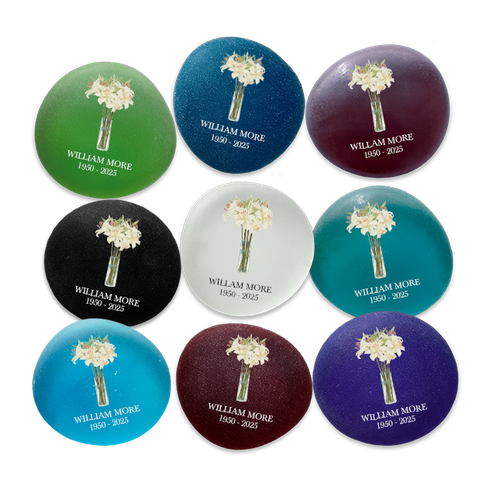Show details for Multicolor Frosted Assortment Lillies in Vase Memorial Stone