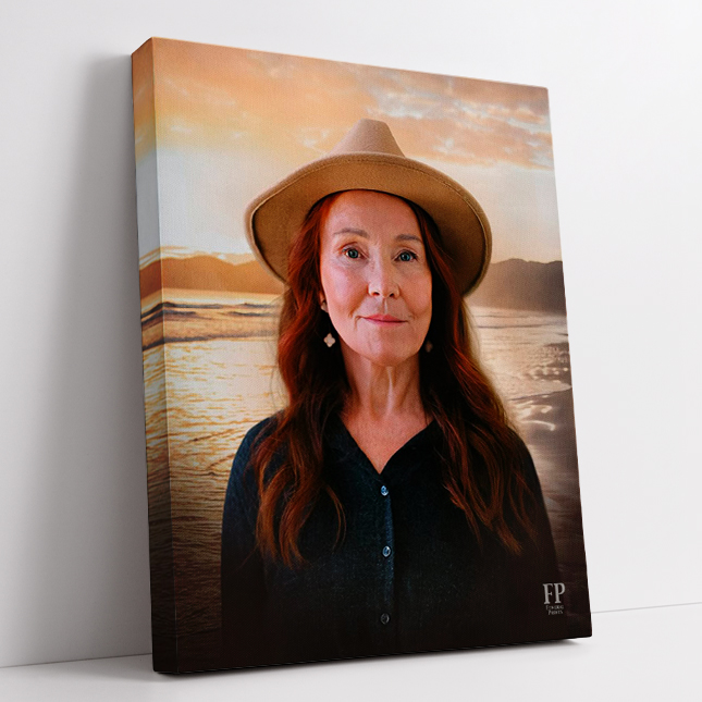 Show details for Wrapped Canvas Memorial Portrait - Golden Hour Lifescapes Background