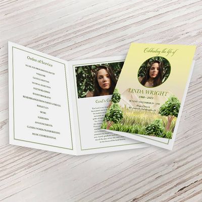 Show details for Tree Watercolor Funeral Program 