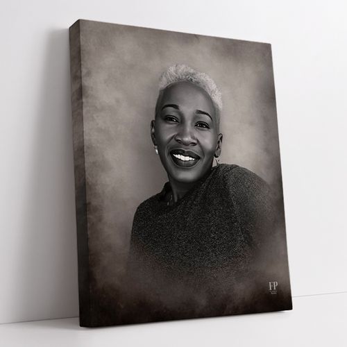 Show details for Wrapped Canvas Memorial Portrait - Black & White Studio Background