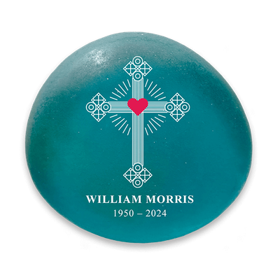 Show details for Frosted Teal Cross Memorial Stones