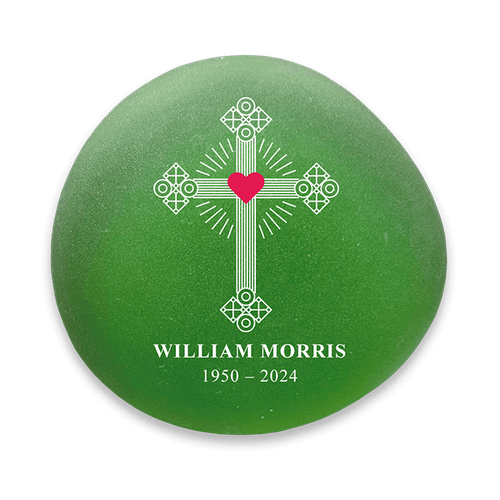 Show details for Frosted Green Cross Memorial Stones