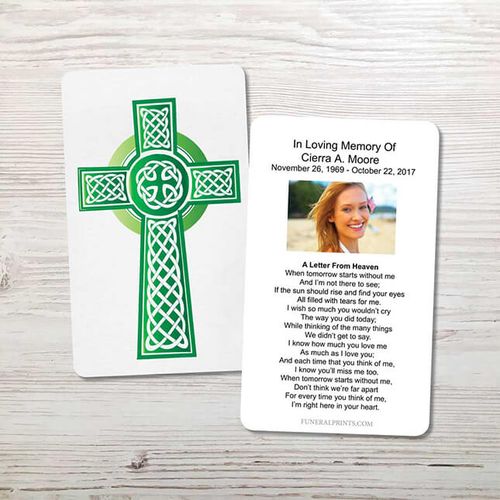 Show details for Green Celtic Cross Memorial Card