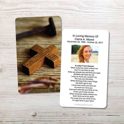 Show details for Cross & Nail Memorial Card