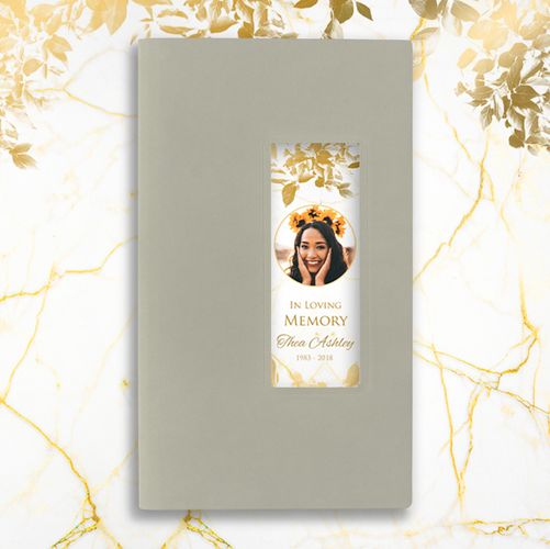 Show details for Gold Leaves Guest Book - Gray