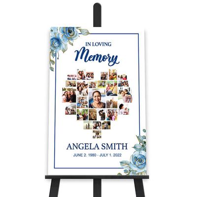 Show details for Blue Floral Heart Collage Poster