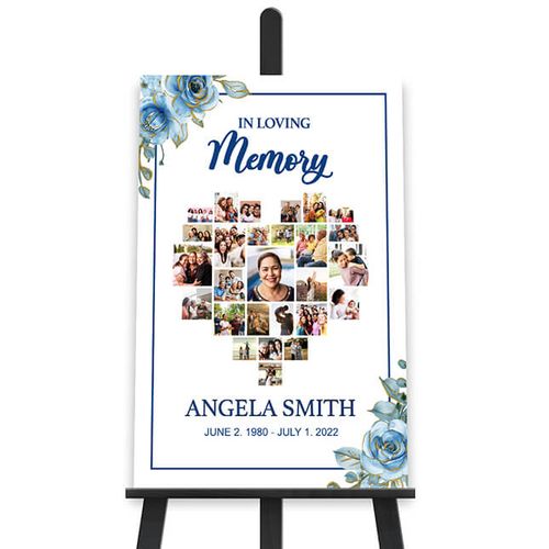 Show details for Blue Floral Heart Collage Poster