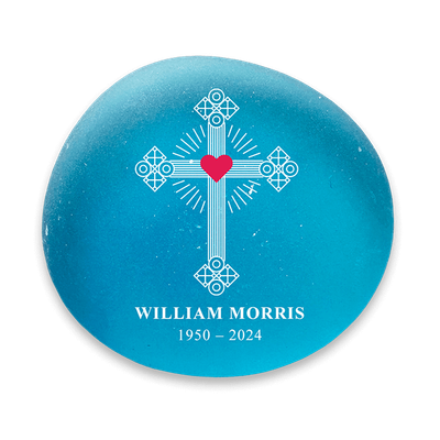 Show details for Frosted Light Blue Cross Memorial Stones