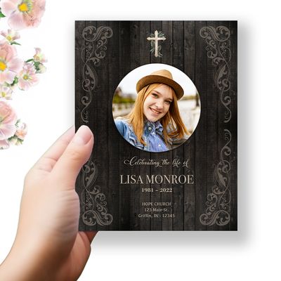 Show details for Rustic Light Brown Funeral Program 