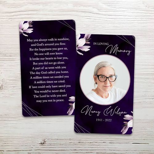 Show details for Purple Lilies Memorial Card
