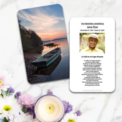Show details for Lake Sunrise Spanish Prayer Card