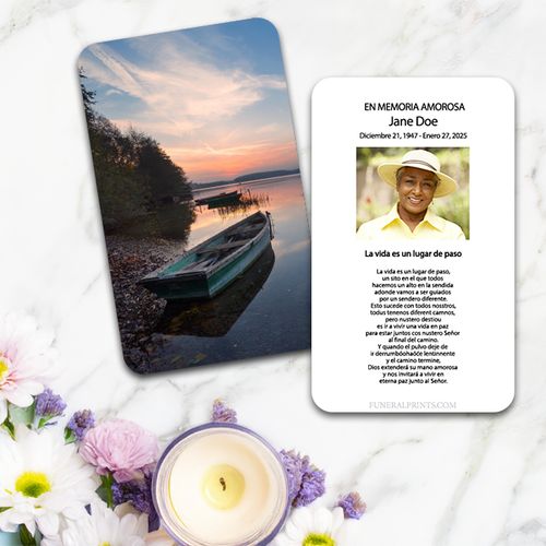 Show details for Lake Sunrise Spanish Prayer Card