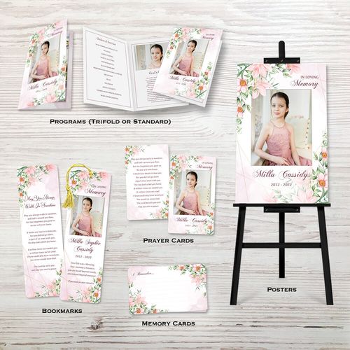 Show details for Pink Gold Floral Memorial Package