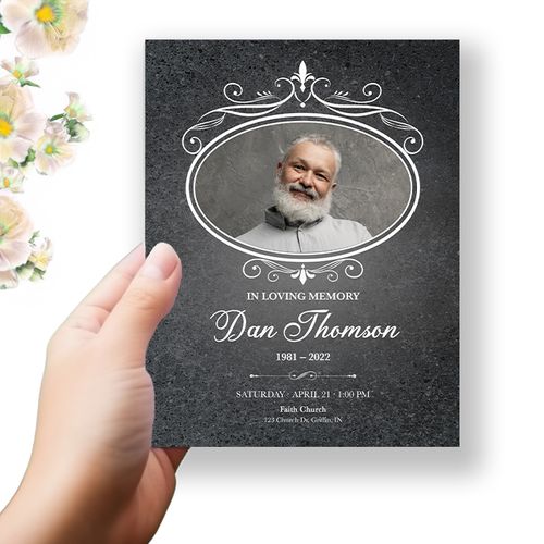Show details for Gray Marble Funeral Program 
