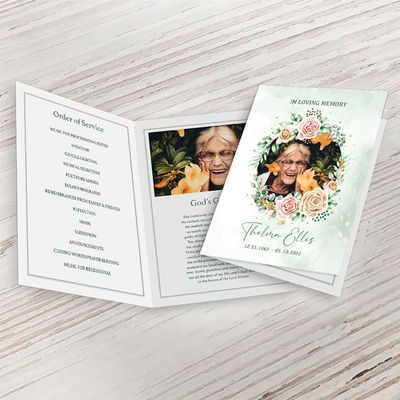 Show details for Multi Gold Floral Funeral Program 