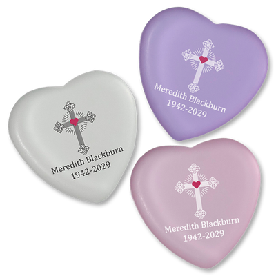 Show details for Heart-Shaped Cross Memorial Stones