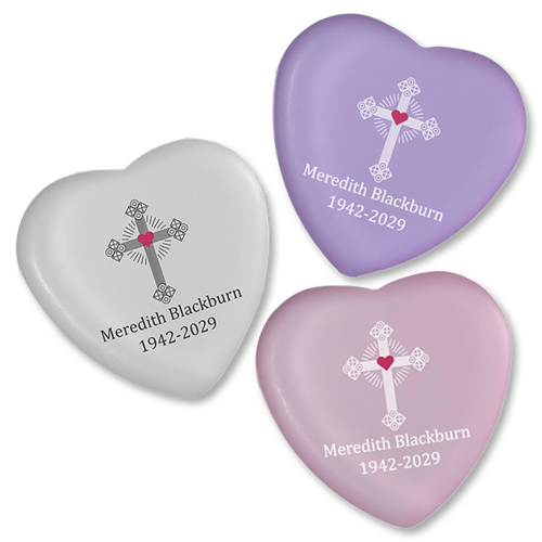 Show details for Heart-Shaped Cross Memorial Stones