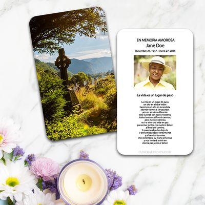Show details for Glendaloug Celtic Cross Spanish Prayer Card