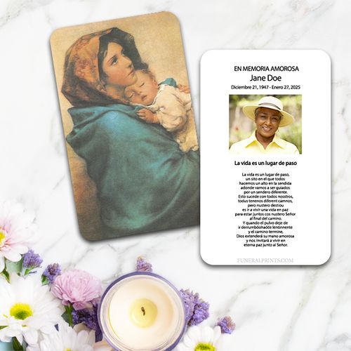 Show details for Mary & Baby Jesus 2 Spanish Prayer Card