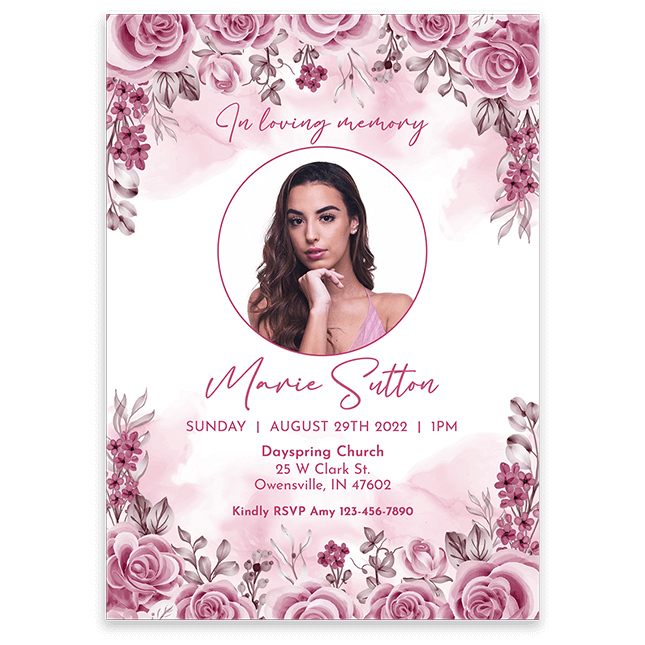 Show details for Pink Floral Border Invitation