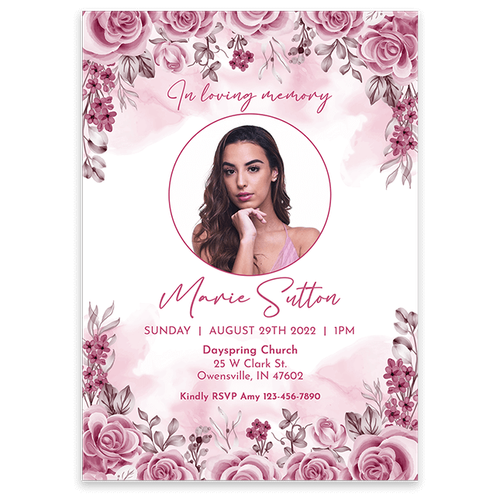 Show details for Pink Floral Border Invitation