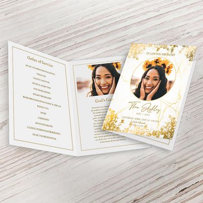 Show details for Gold Leaves Funeral Program 