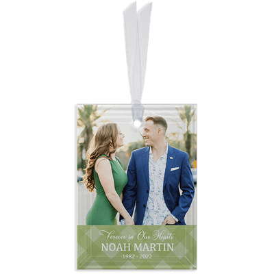 Show details for Green Plaid Rectangle Ornament
