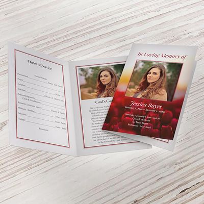 Show details for Red Tulip Funeral Program 